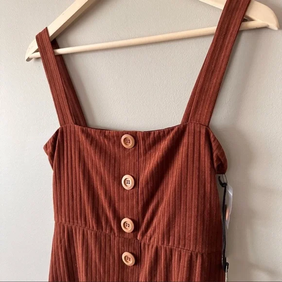 privacy please ribbed button front mini dress - Picture 7 of 9